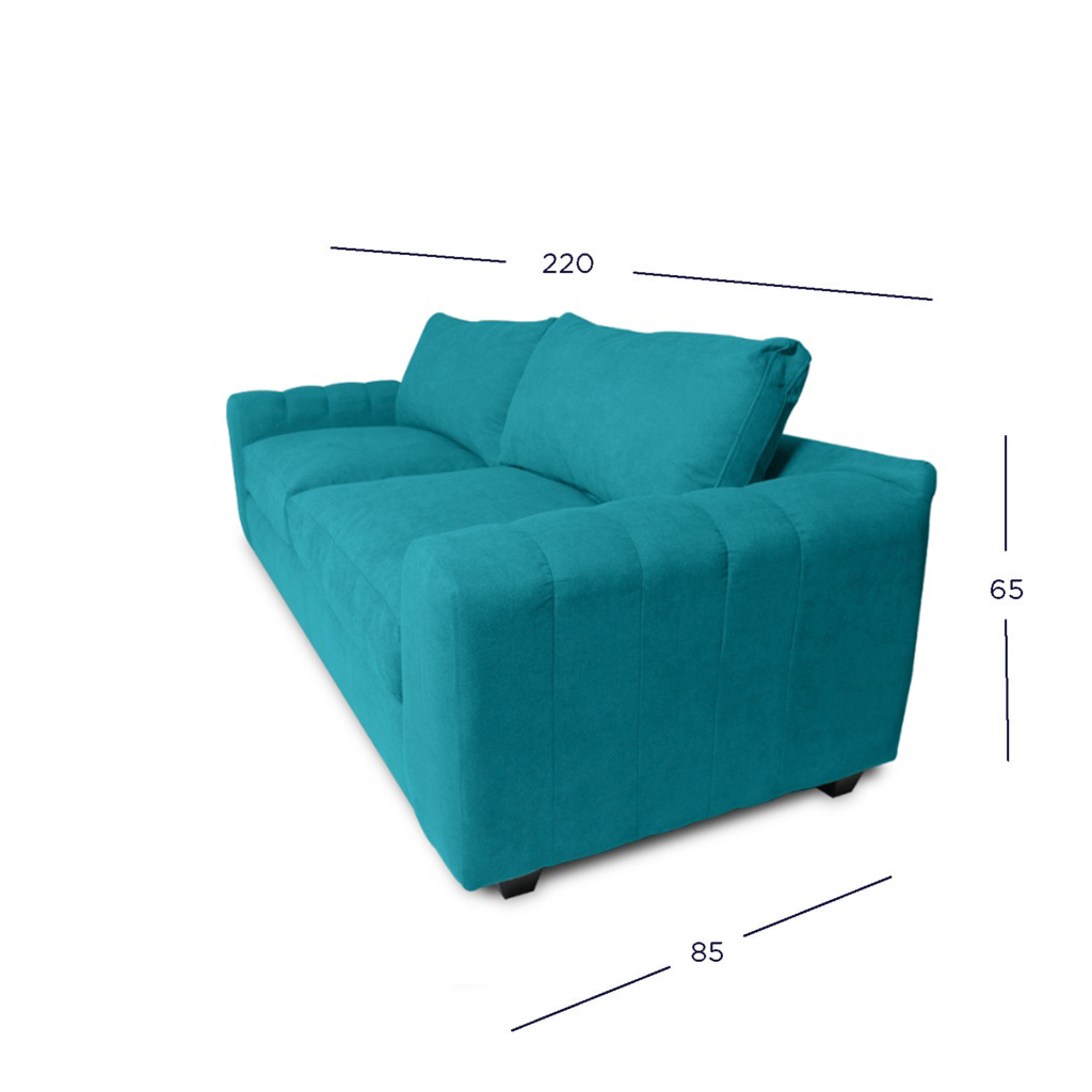 SOFA BRIANA 3 CUERPOS CHENILLE TIPO LINO TURQUESA - 4