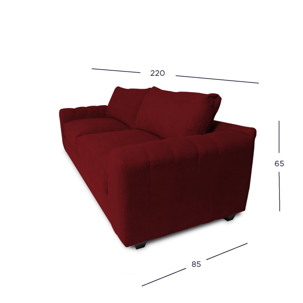 SOFA BRIANA 3 CUERPOS CHENILLE TIPO LINO ROJO - 4