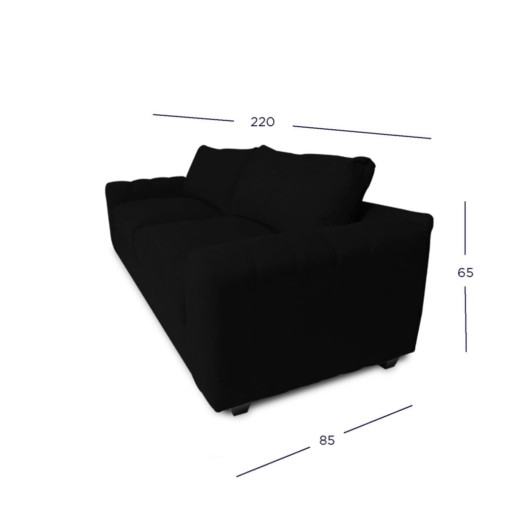 SOFA BRIANA 3 CUERPOS CHENILLE TIPO LINO NEGRO - 4