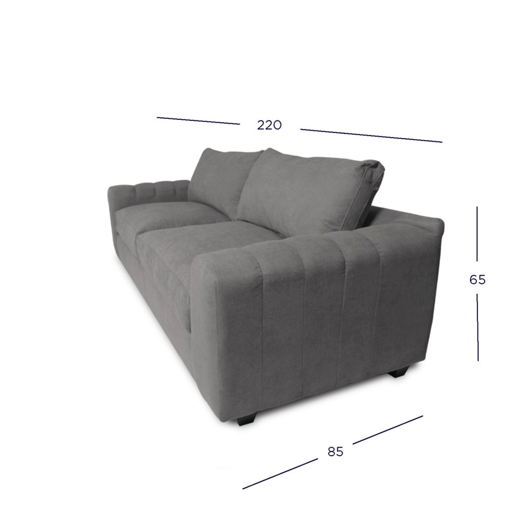 SOFA BRIANA 3 CUERPOS FELPA GRIS - 4