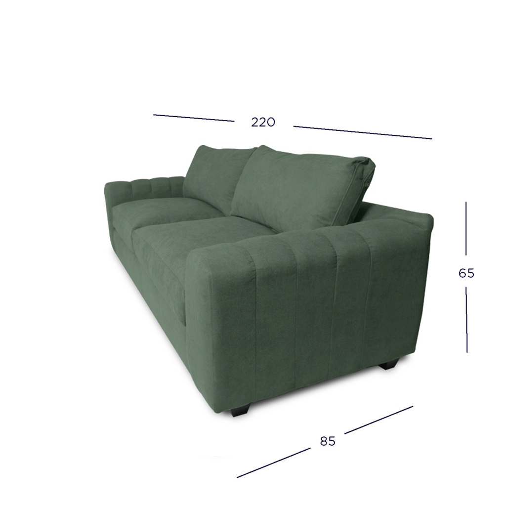 SOFA BRIANA 3 CUERPOS FELPA VERDE - 4