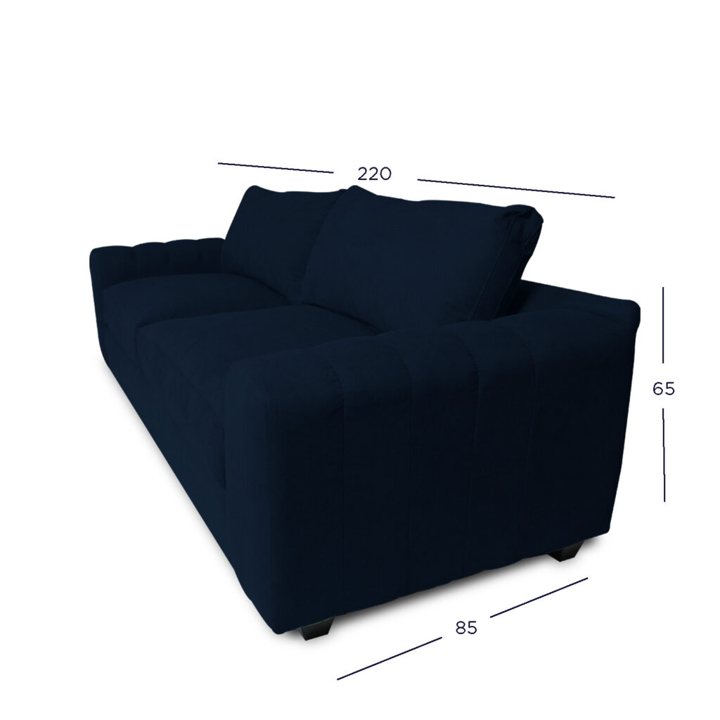 SOFA BRIANA 3 CUERPOS FELPA AZUL - 4