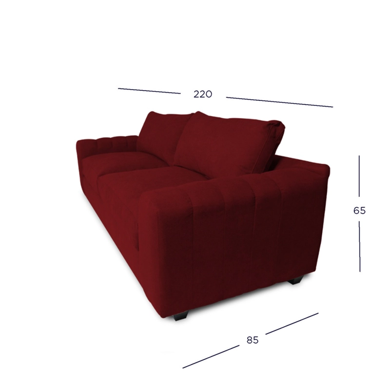 SOFA BRIANA 3 CUERPOS FELPA ROJO - 4