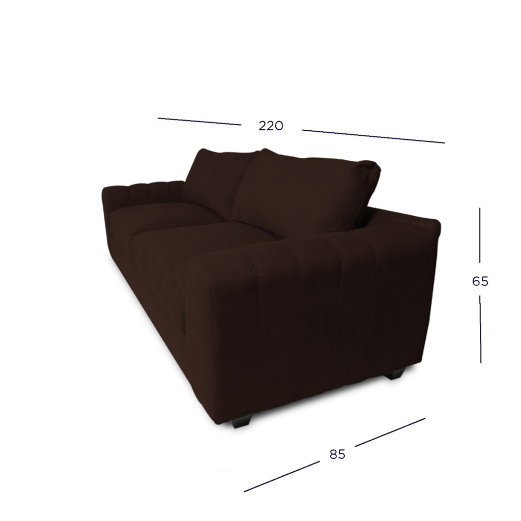 SOFA BRIANA 3 CUERPOS FELPA CAFE - 4