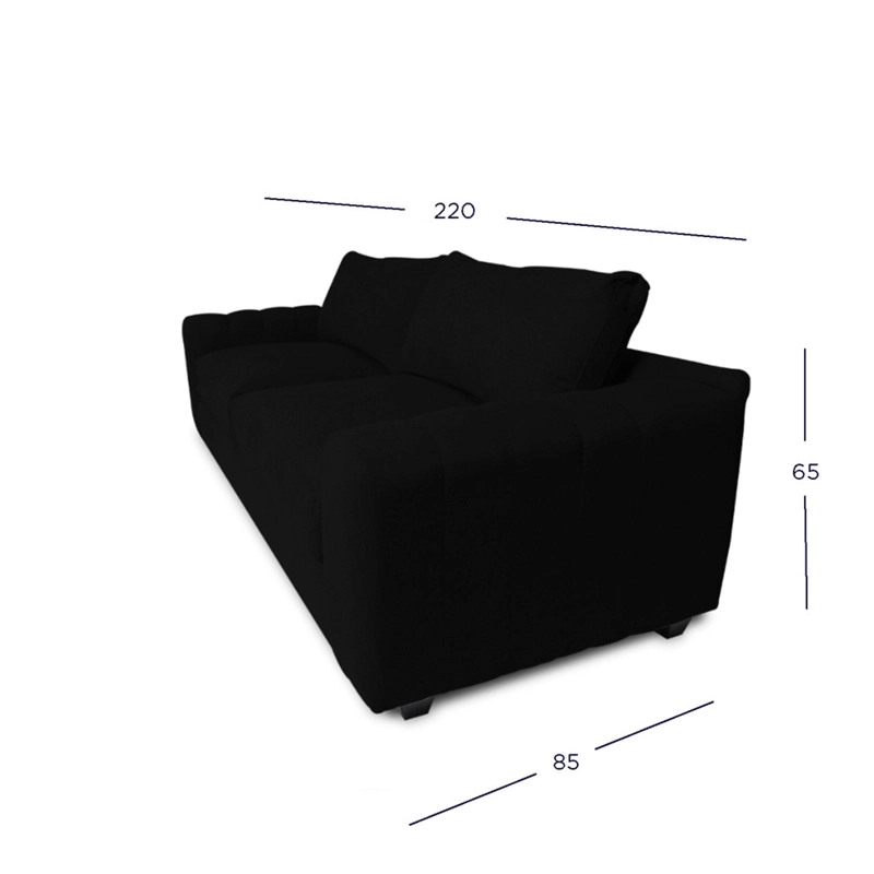 SOFA BRIANA 3 CUERPOS FELPA NEGRO - 4