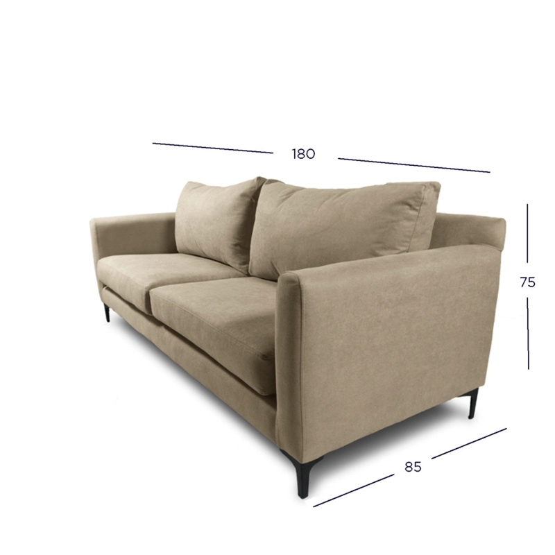 SOFA ALANNA 2 CUERPOS FELPA BEIGE - 4