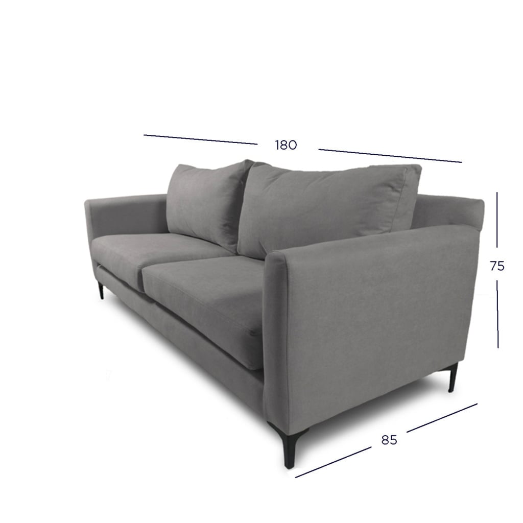 SOFA ALANNA 2 CUERPOS FELPA GRIS - 4