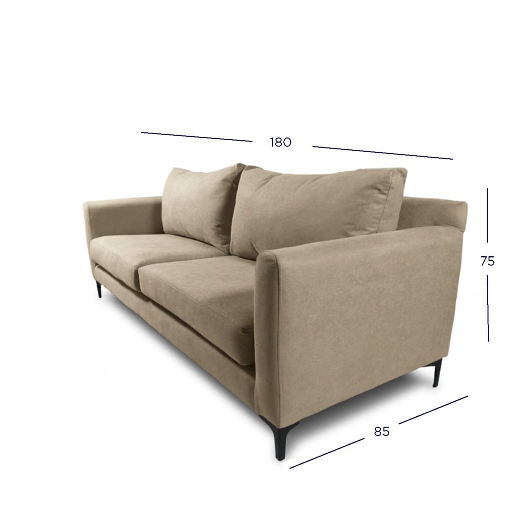 SOFA ALANNA 2 CUERPOS CHENILLE TIPO LINO BEIGE - 4