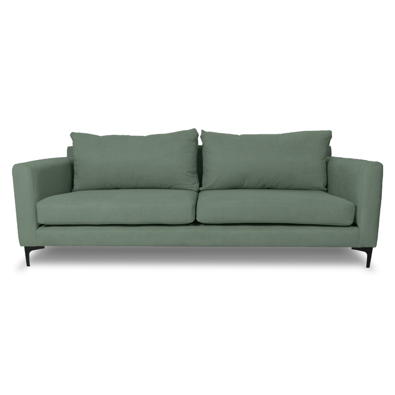 SOFA ALANNA 2 CUERPOS CHENILLE TIPO LINO VERDE - 1