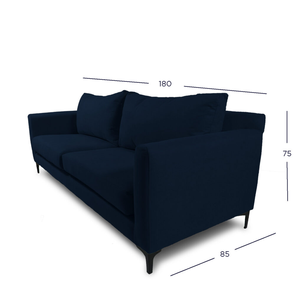 SOFA ALANNA 2 CUERPOS CHENILLE TIPO LINO AZUL - 4