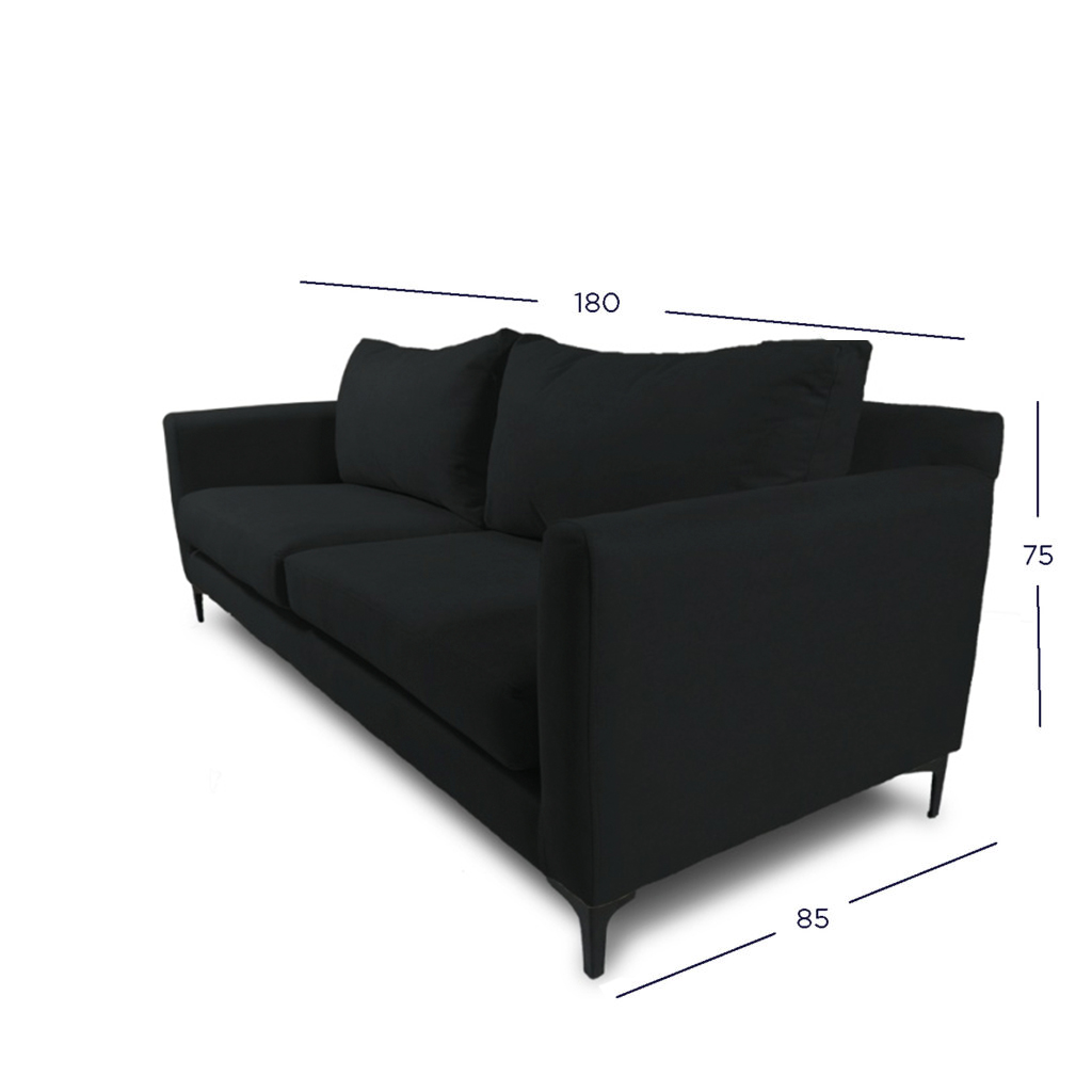 SOFA ALANNA 2 CUERPOS CHENILLE TIPO LINO GRAFITO - 4