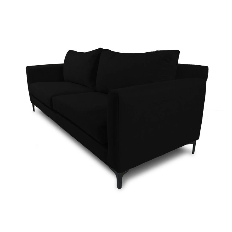 SOFA ALANNA 2 CUERPOS CHENILLE TIPO LINO NEGRO - 2