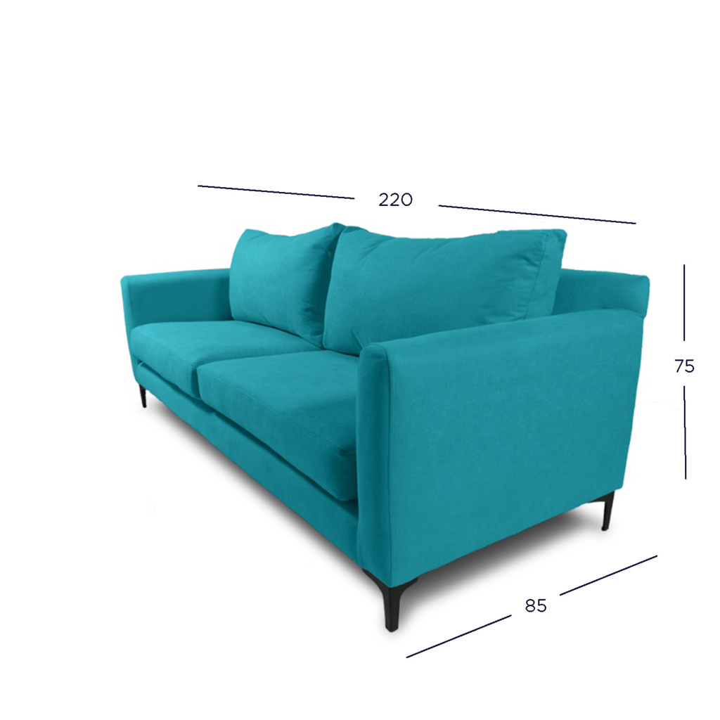 SOFA ALANNA 3 CUERPOS FELPA TURQUESA - 4