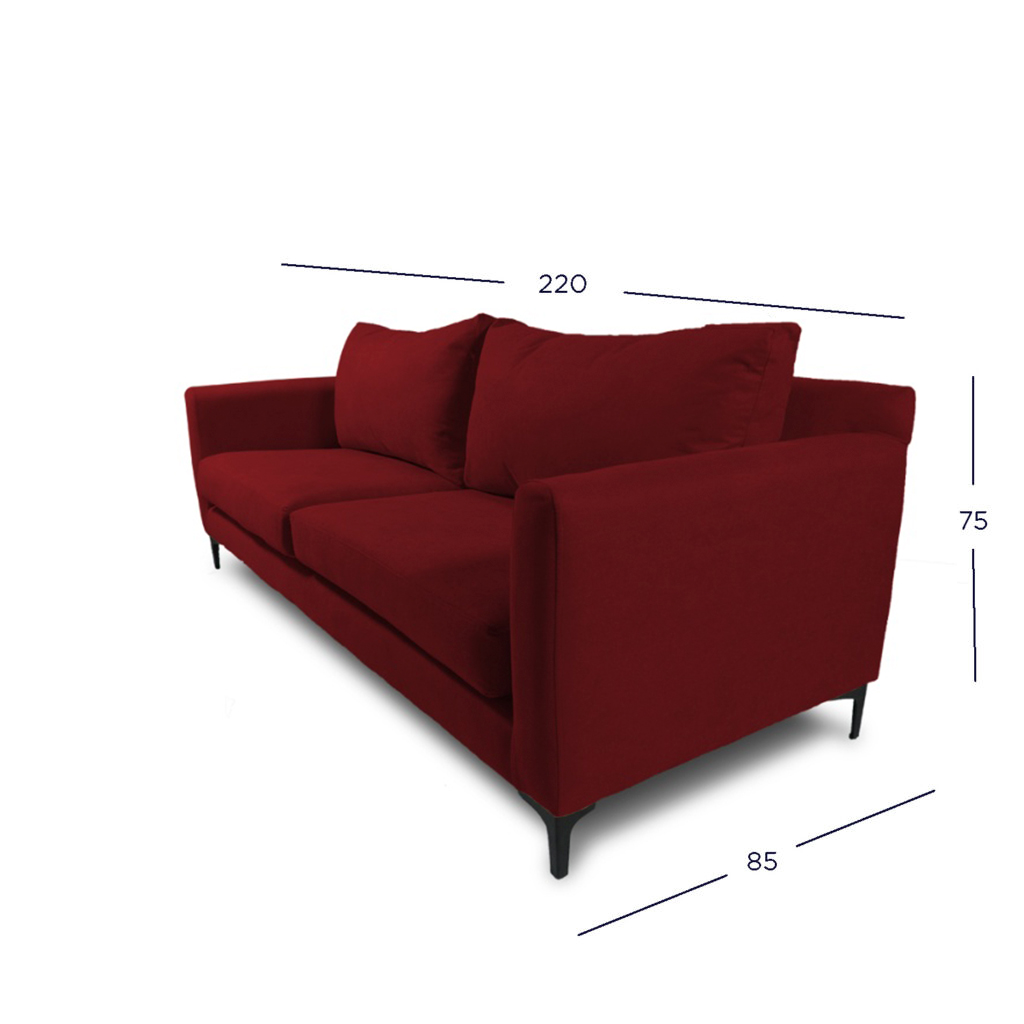 SOFA ALANNA 3 CUERPOS FELPA ROJO - 4