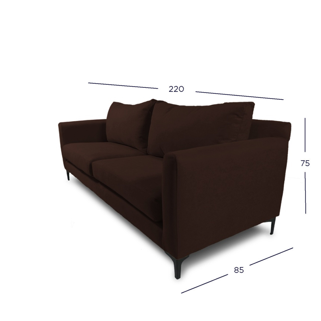 SOFA ALANNA 3 CUERPOS FELPA CAFE - 4
