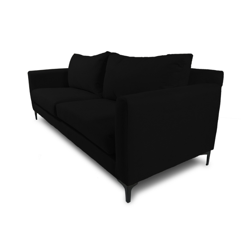 SOFA ALANNA 3 CUERPOS FELPA NEGRO - 2