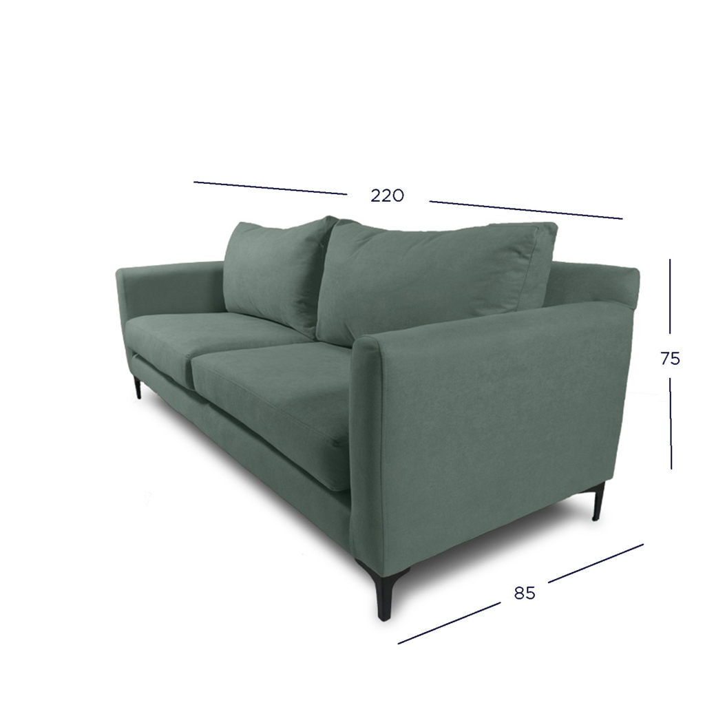 SOFA ALANNA 3 CUERPOS CHENILLE TIPO LINO VERDE - 4