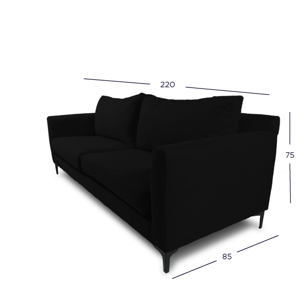 SOFA ALANNA 3 CUERPOS CHENILLE TIPO LINO NEGRO - 4