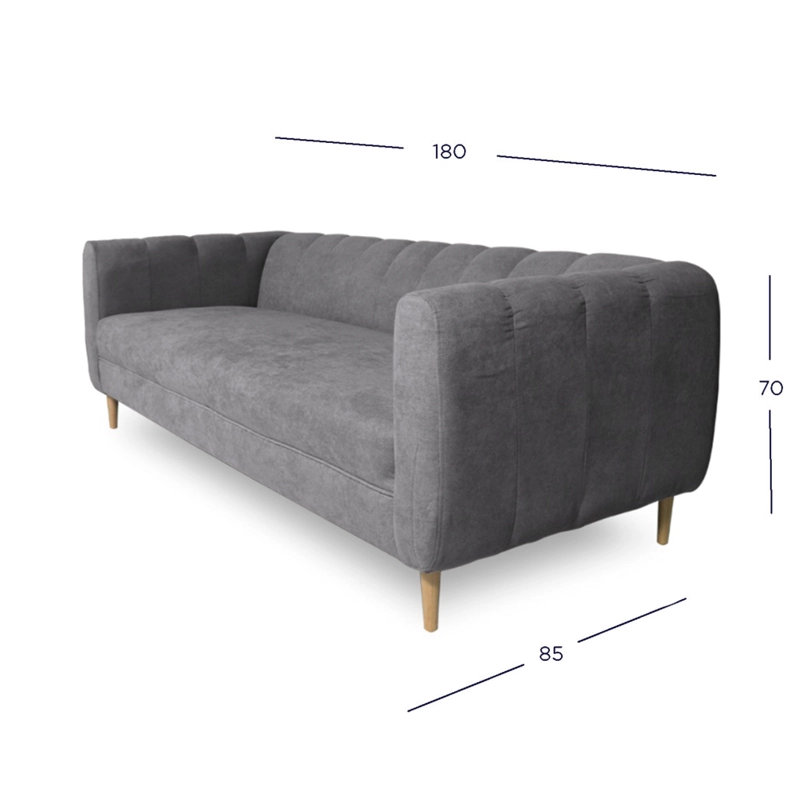 SOFA LYNETTE 2 CUERPOS CHENILLE TIPO LINO GRIS - 4