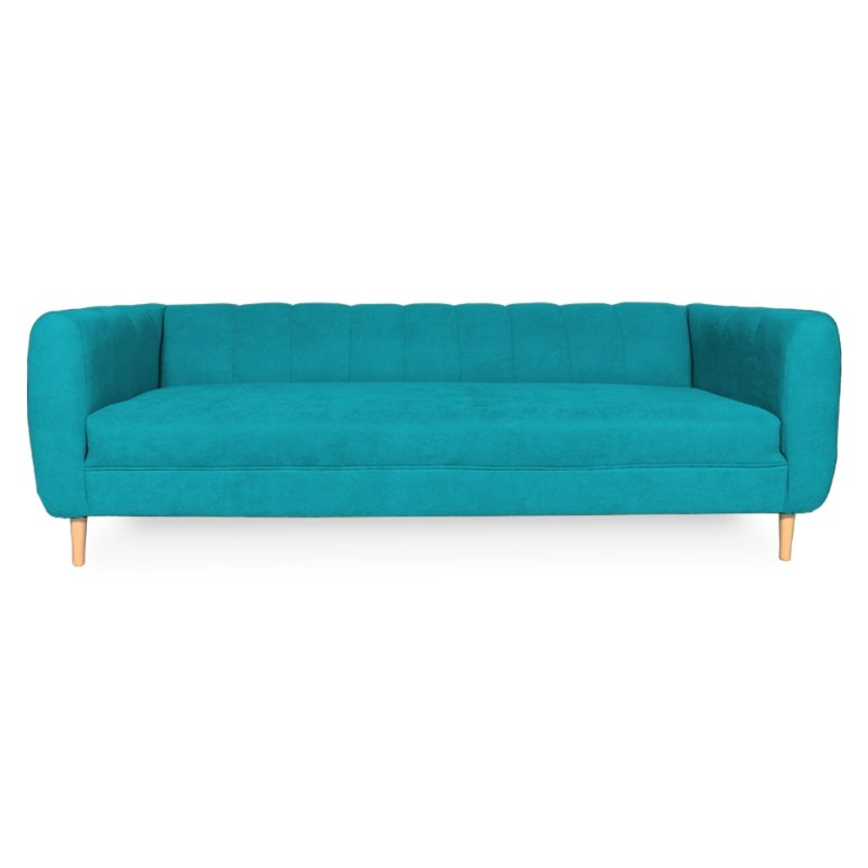 SOFA LYNETTE 2 CUERPOS CHENILLE TIPO LINO TURQUESA - 1