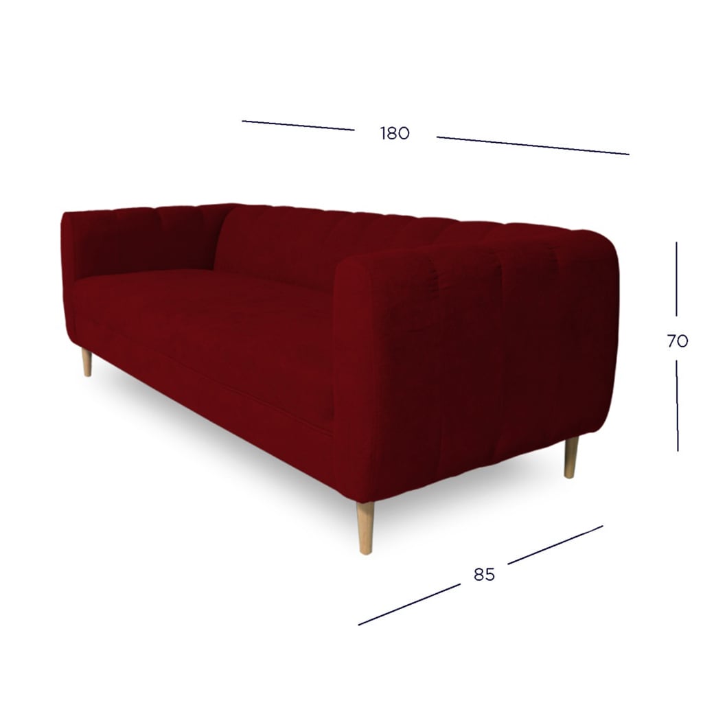SOFA LYNETTE 2 CUERPOS CHENILLE TIPO LINO ROJO - 4