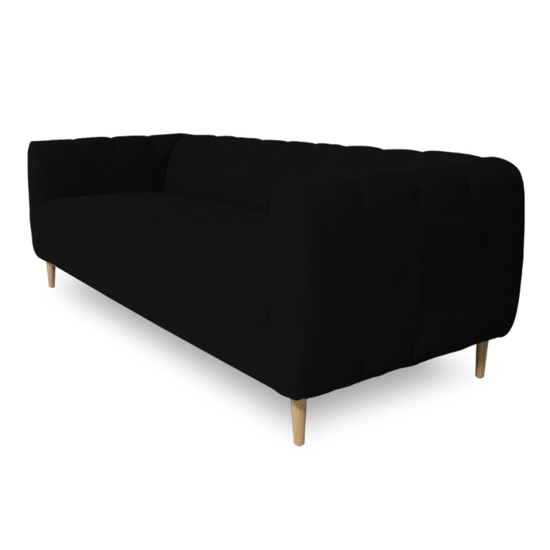 SOFA LYNETTE 2 CUERPOS CHENILLE TIPO LINO NEGRO - 2