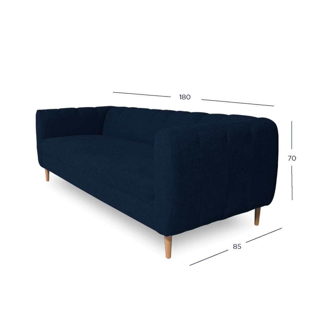 SOFA LYNETTE 2 CUERPOS FELPA AZUL - 4