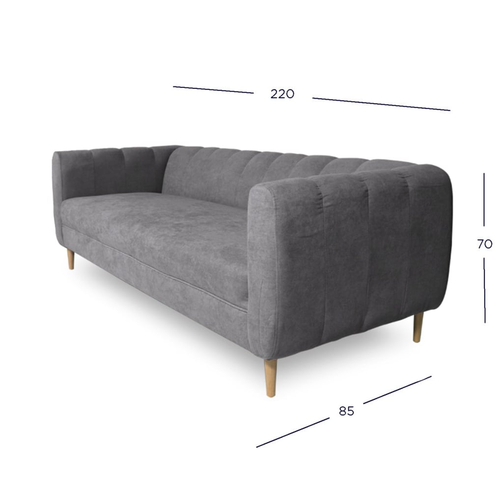 SOFA LYNETTE 3 CUERPOS CHENILLE TIPO LINO GRIS - 4