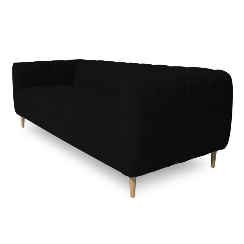 SOFA LYNETTE 3 CUERPOS CHENILLE TIPO LINO NEGRO - 2