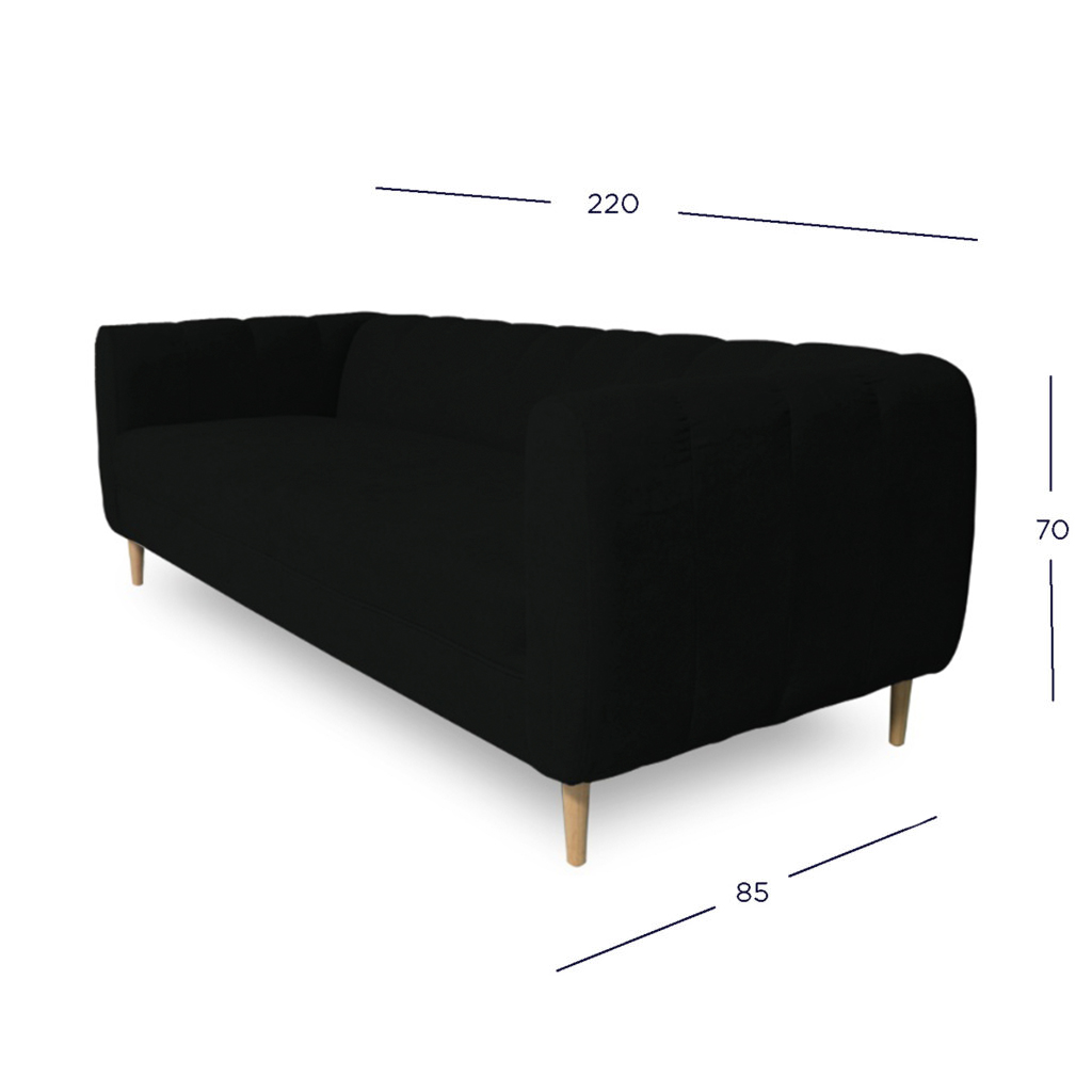 SOFA LYNETTE 3 CUERPOS CHENILLE TIPO LINO NEGRO - 4