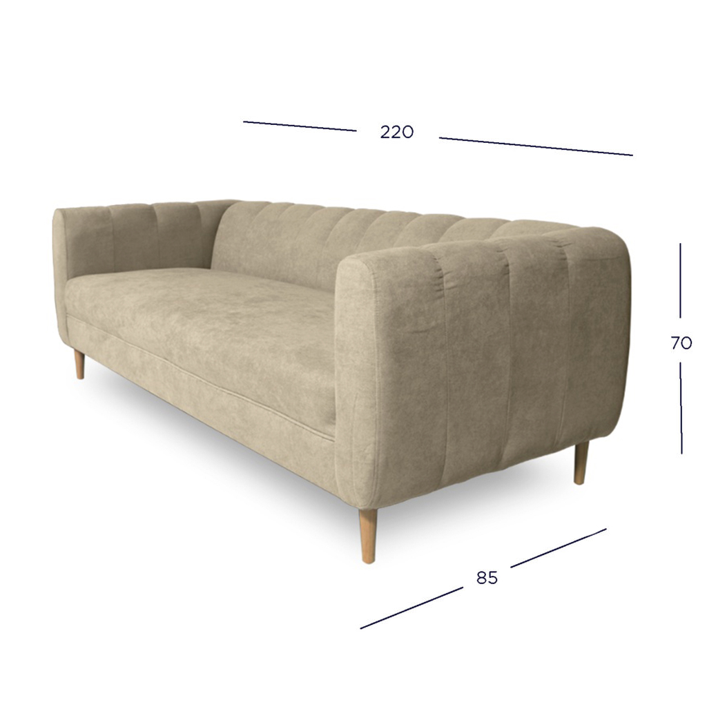SOFA LYNETTE 3 CUERPOS FELPA BEIGE - 4