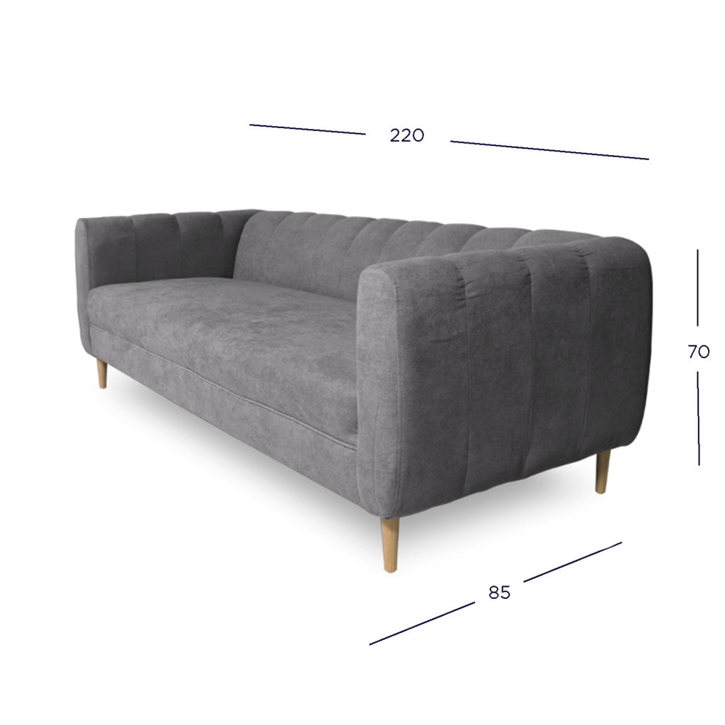 SOFA LYNETTE 3 CUERPOS FELPA GRIS - 4