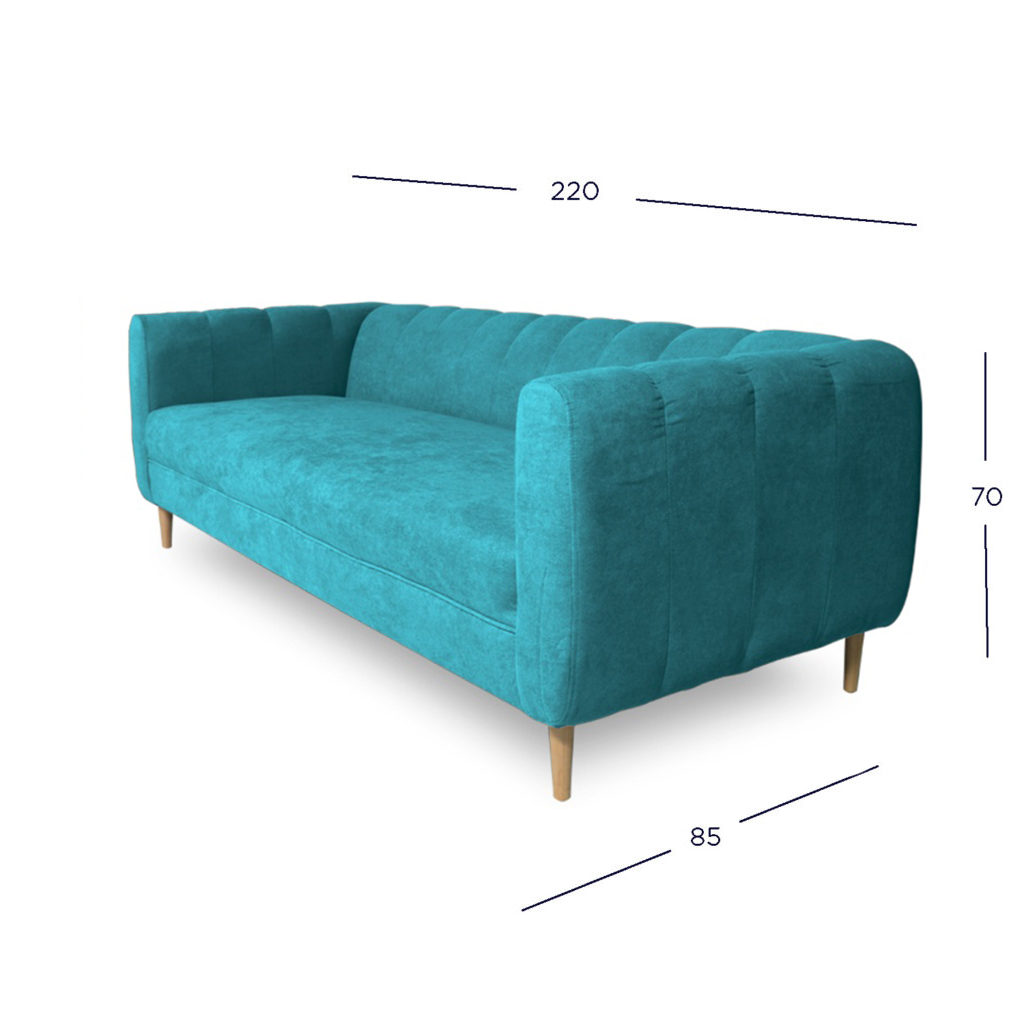 SOFA LYNETTE 3 CUERPOS FELPA TURQUESA - 4