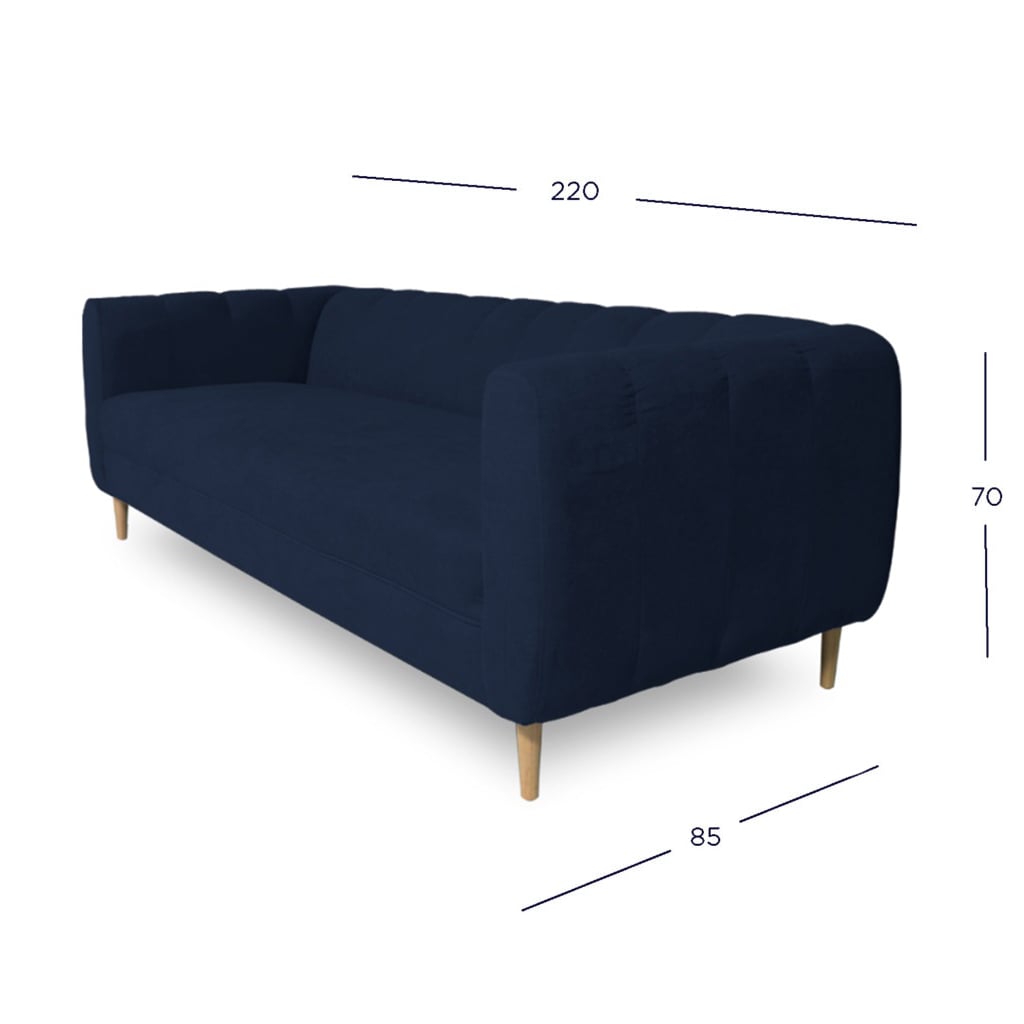 SOFA LYNETTE 3 CUERPOS FELPA AZUL - 4