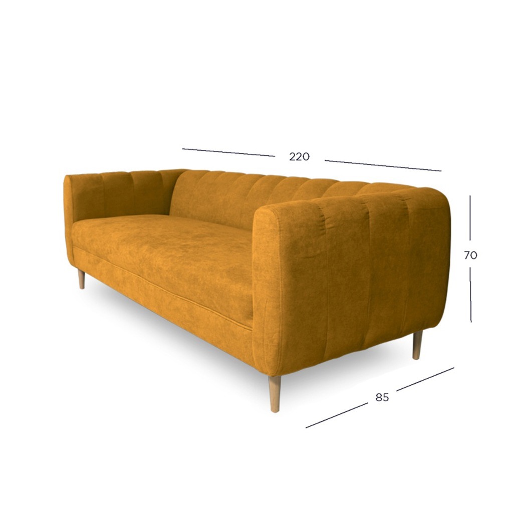 SOFA LYNETTE 3 CUERPOS FELPA AMBARINO - 4