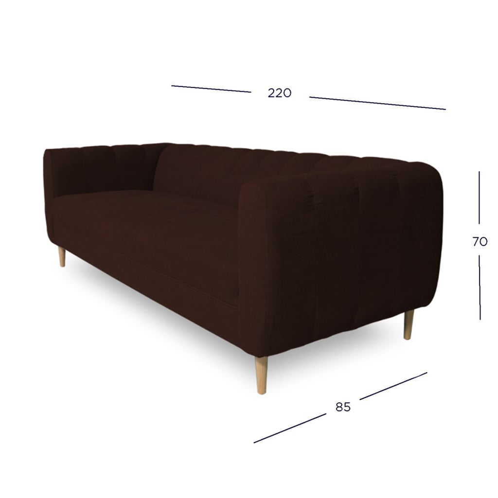 SOFA LYNETTE 3 CUERPOS FELPA CAFE - 4