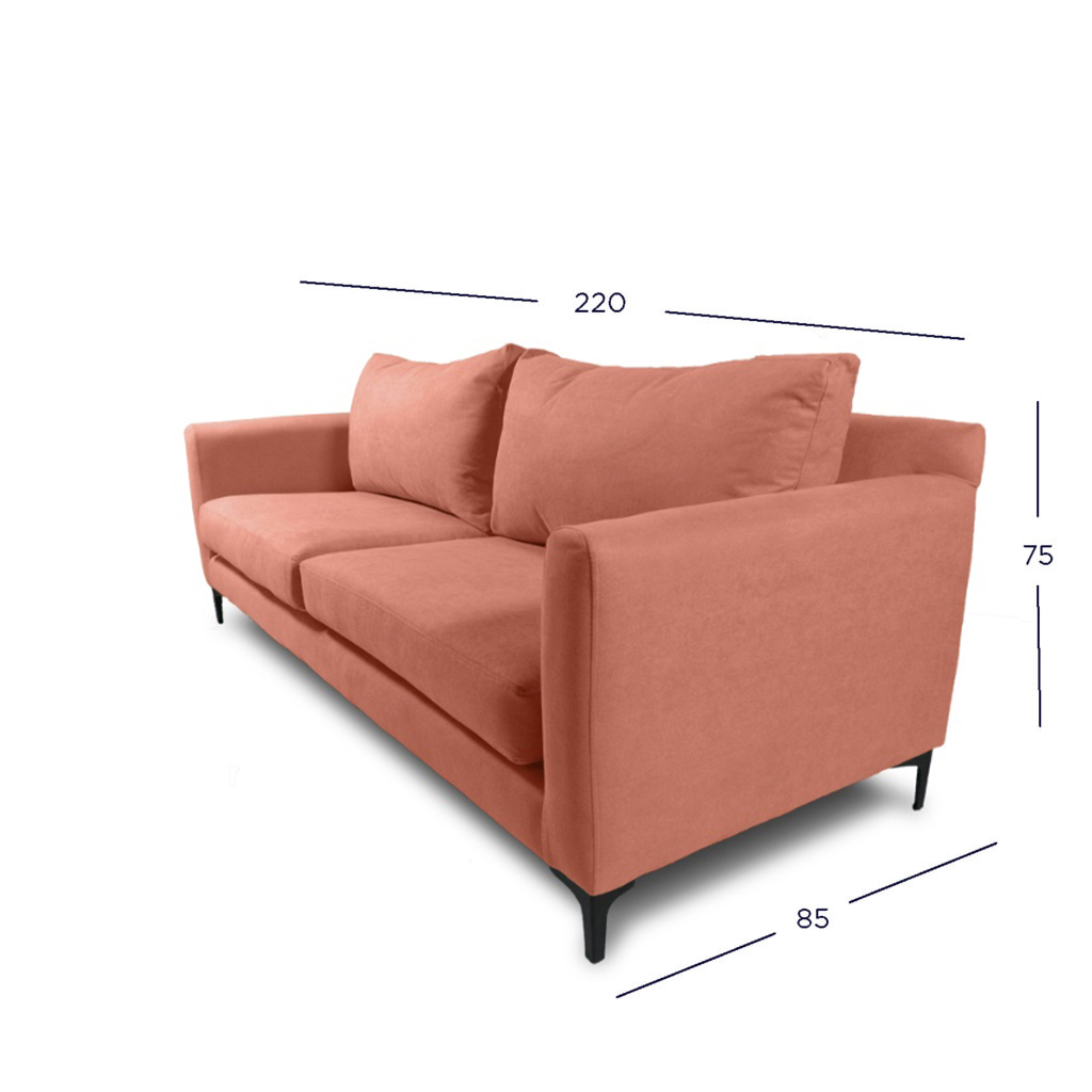 SOFA ALANNA 3 CUERPOS FELPA PALO ROSA - 4