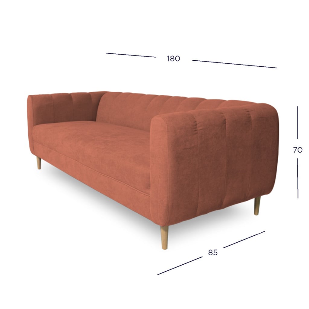 SOFA LYNETTE 2 CUERPOS FELPA PALO ROSA - 4
