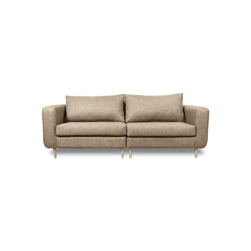 SOFA BOLLEN CHENILLE TIPO LINO BEIGE 2 CUERPOS - 1