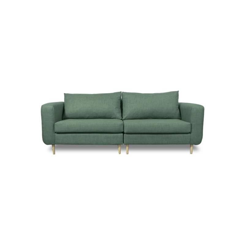 SOFA BOLLEN CHENILLE TIPO LINO VERDE 2 CUERPOS - 1