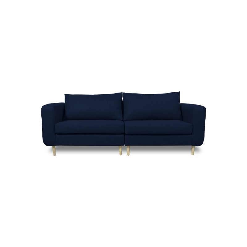 SOFA BOLLEN CHENILLE TIPO LINO AZUL 2 CUERPOS - 1