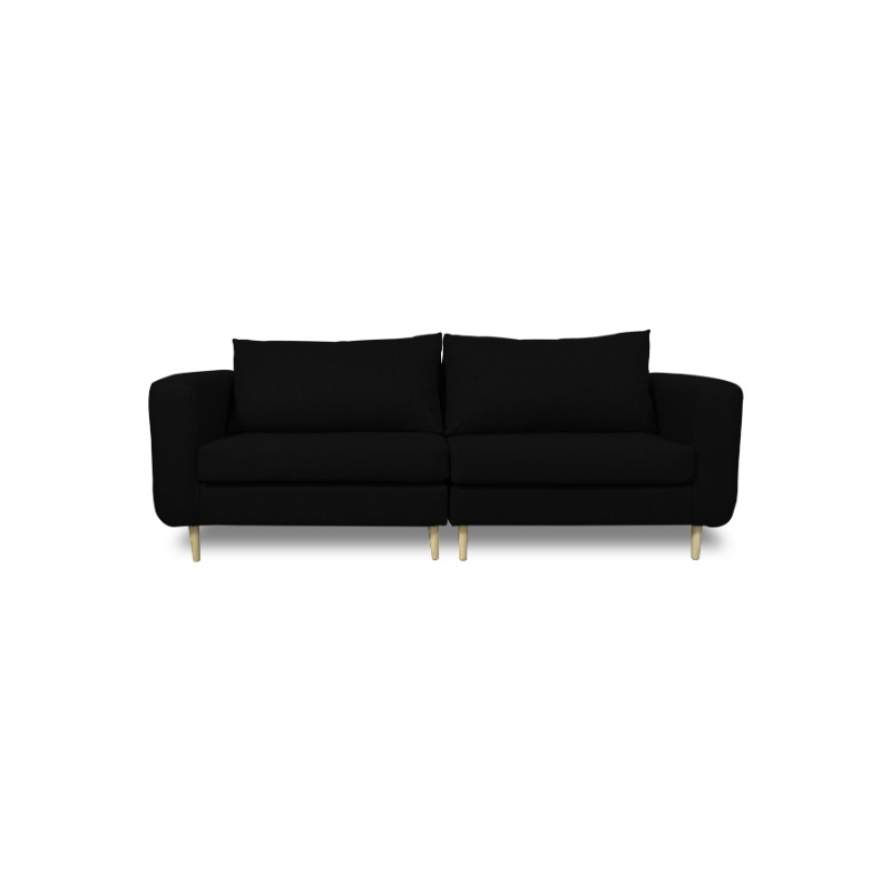 SOFA BOLLEN CHENILLE TIPO LINO NEGRO 2 CUERPOS - 1