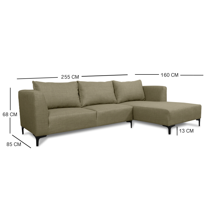 SECCIONAL SURIA CHENILLE TIPO LINO BEIGE - 3