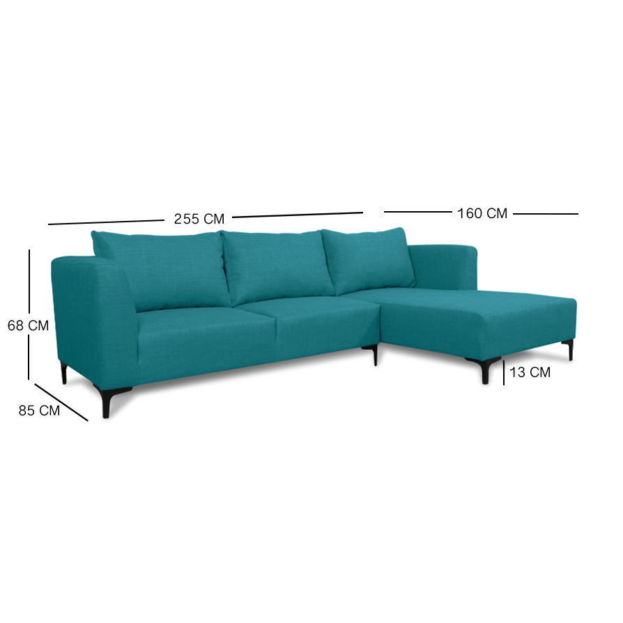 SECCIONAL SURIA CHENILLE TIPO LINO TURQUESA - 3