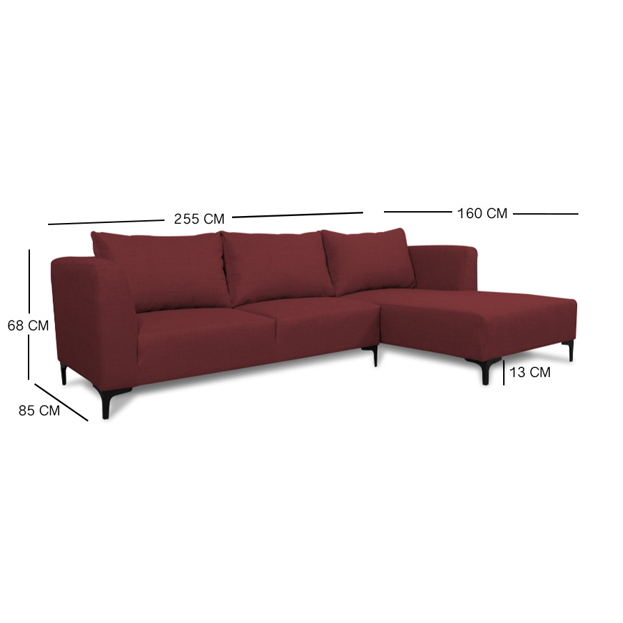 SECCIONAL SURIA CHENILLE TIPO LINO ROJO - 3