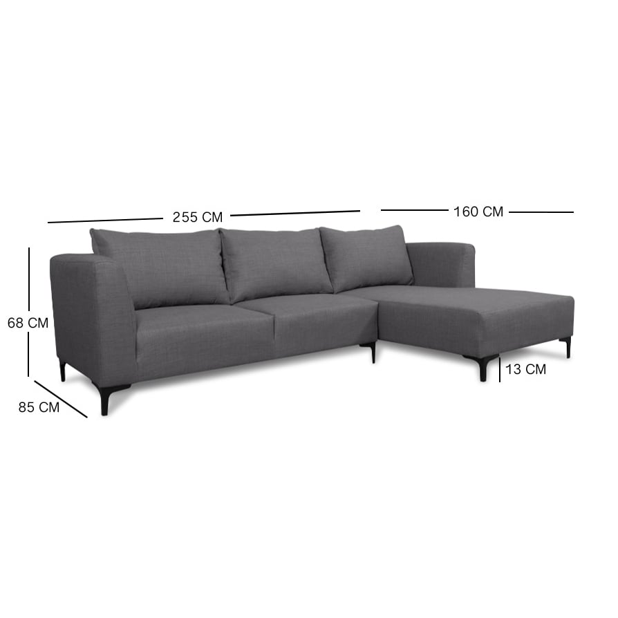 SECCIONAL SURIA FELPA GRIS - 3