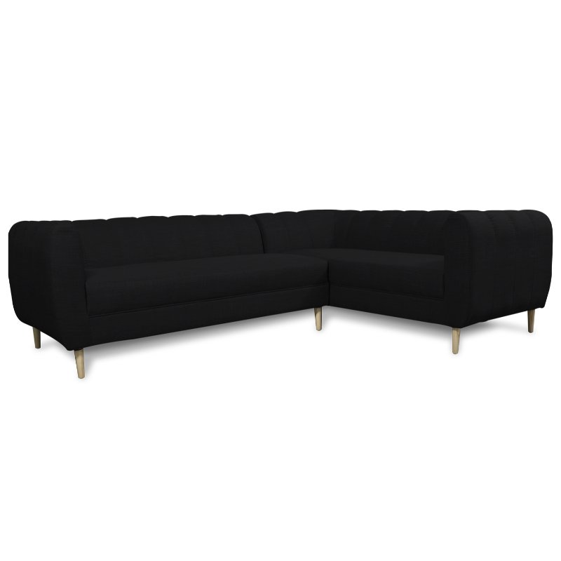 SECCIONAL LYNETTE CHENILLE TIPO LINO NEGRO - 1