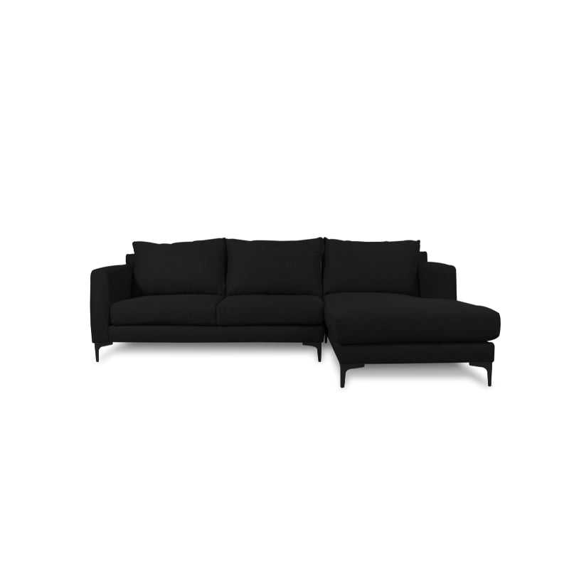 SECCIONAL KAILE CHENILLE TIPO LINO NEGRO - 1
