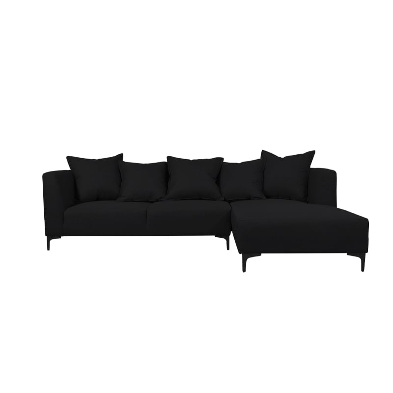 SECCIONAL CORDELIA CHENILLE TIPO LINO NEGRO - 1