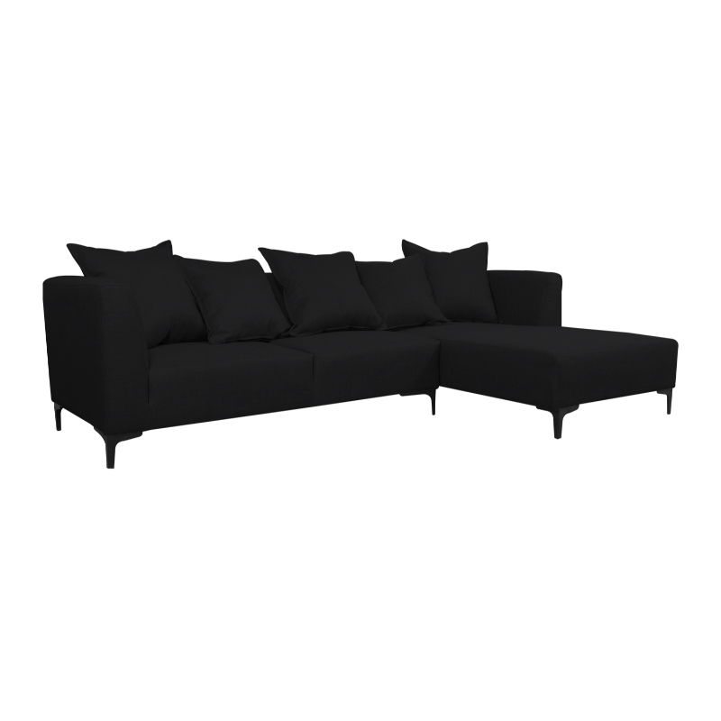 SECCIONAL CORDELIA CHENILLE TIPO LINO NEGRO - 2